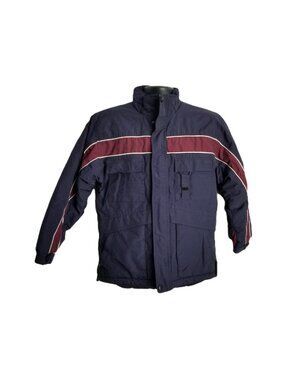 Toma Boys Vintage Navy Burgundy Winter Puffer Coat Size L 14/16 90s Retro